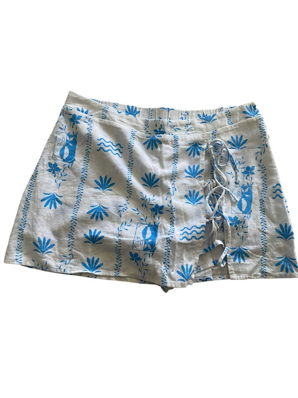 wild fable White Shorts with Blue Floral Motif